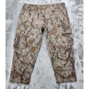 Natural Gear Pants Mens 2XL Brown Beige Camo Cargo Hunting Adjustable Waist